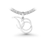 14K White Gold Medium Cursive LETTER J 1.00 ctw. Round Diamond Pendant