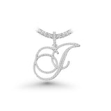 14K White Gold Medium Cursive LETTER J 1.00 ctw. Round Diamond Pendant