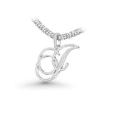 14K White Gold Medium Cursive LETTER J 1.00 ctw. Round Diamond Pendant