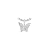 14K White Gold Ladies ButterFly Charm 1.15 ctw. Baguette & Round Diamond Pendant