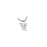 14K White Gold Ladies ButterFly Charm 1.15 ctw. Baguette & Round Diamond Pendant