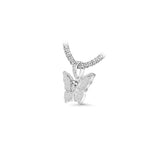 14K White Gold Ladies ButterFly Charm 1.15 ctw. Baguette & Round Diamond Pendant