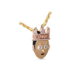 14K Yellow Gold Custom Enamel KINGZDADDY Crown Face Charm 4.00 ctw. Round Diamond Pendant