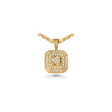 14K Yellow Gold Cluster Square Charm 3.00 ctw. Round Diamond Pendant