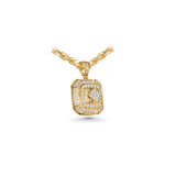 14K Yellow Gold Cluster Square Charm 3.00 ctw. Round Diamond Pendant