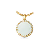 14K Yellow Gold Round Cluster Memory Picture Frame Charm 2.96 ctw. Round Diamond Pendant