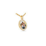 14K Yellow Gold Round Cluster Memory Picture Frame Charm 2.96 ctw. Round Diamond Pendant