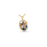 10K Yellow Gold Round Memory Picture Frame Charm 1.58 ctw. Round Diamond Pendant