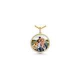 10K Yellow Gold Round Memory Picture Frame Charm 1.58 ctw. Round Diamond Pendant