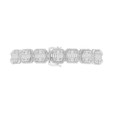 Baguette con eslabones cuadrados de tenis de oro blanco de 14 quilates y diamante redondo de 9,89 ctw. Pulsera