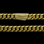 Gold chain bracelet with a clasp on a black background