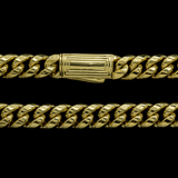 10K Yellow Gold Semi Hollow Miami Cuban Link Chain 8.00 mm