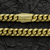 10K Yellow Gold Semi-Hollow Miami Cuban Link Chain – 9.75mm Wide Men's Polished Gold Necklace
