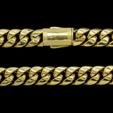 10K Yellow Gold Semi Hollow Miami Cuban Link Chain 12.00 mm