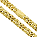 10K Yellow Gold Semi Hollow Miami Cuban Link Chain 12.00 mm