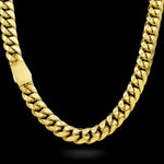 Gold chain necklace on a black background