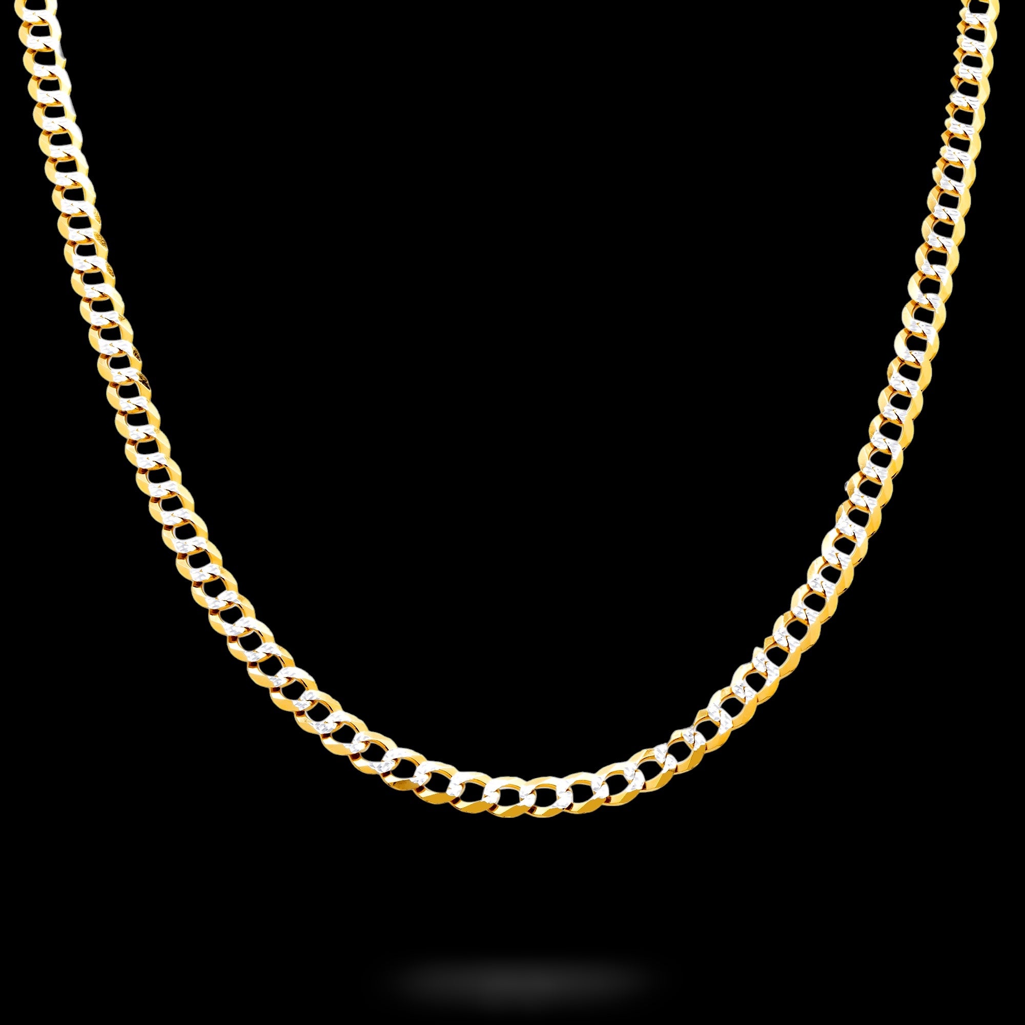 10K Yellow Gold Curb Chain – 5.7mm Mens Solid Diamond Cut Link – El ...