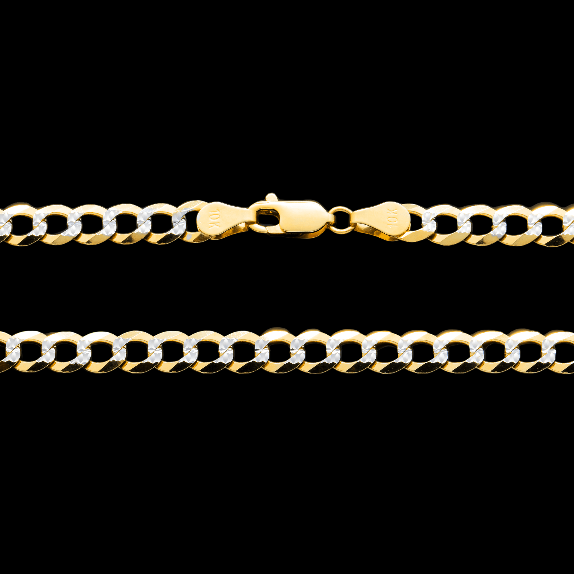 Close-up of 10K Yellow Gold 5.70mm Miami Curb Chain – Diamond Cut Solid Gold Links