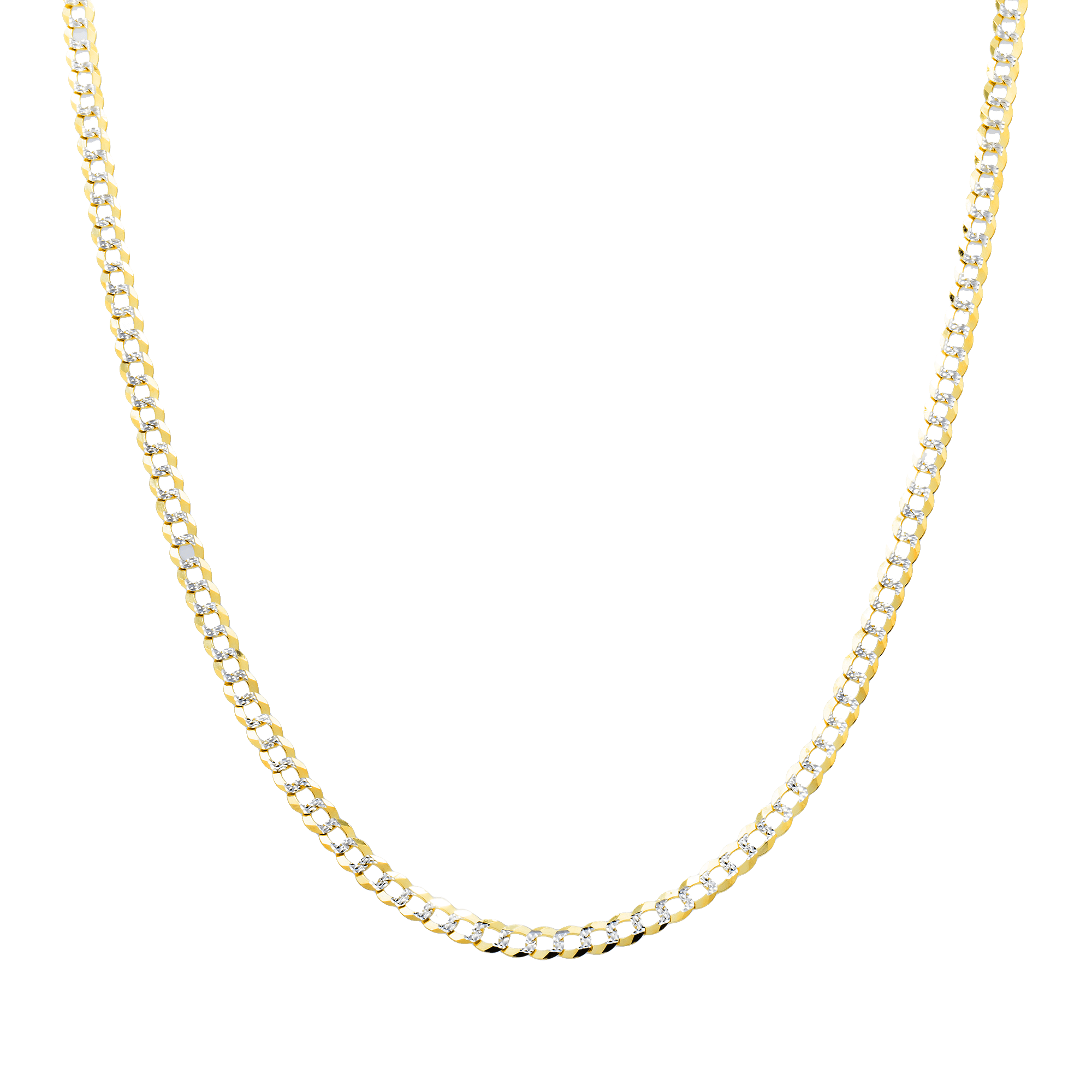 10K Yellow Gold Diamond Cut Miami Curb Link Chain – Solid 3.68mm Gold Necklace for Men