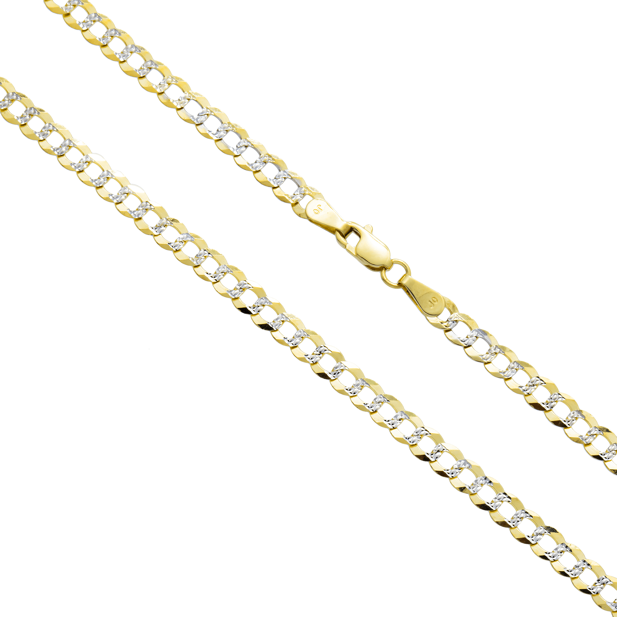 Clasp and link detail of 10K Yellow Gold Miami Curb Link Chain – 3.68mm Thick, Diamond Cut Finish