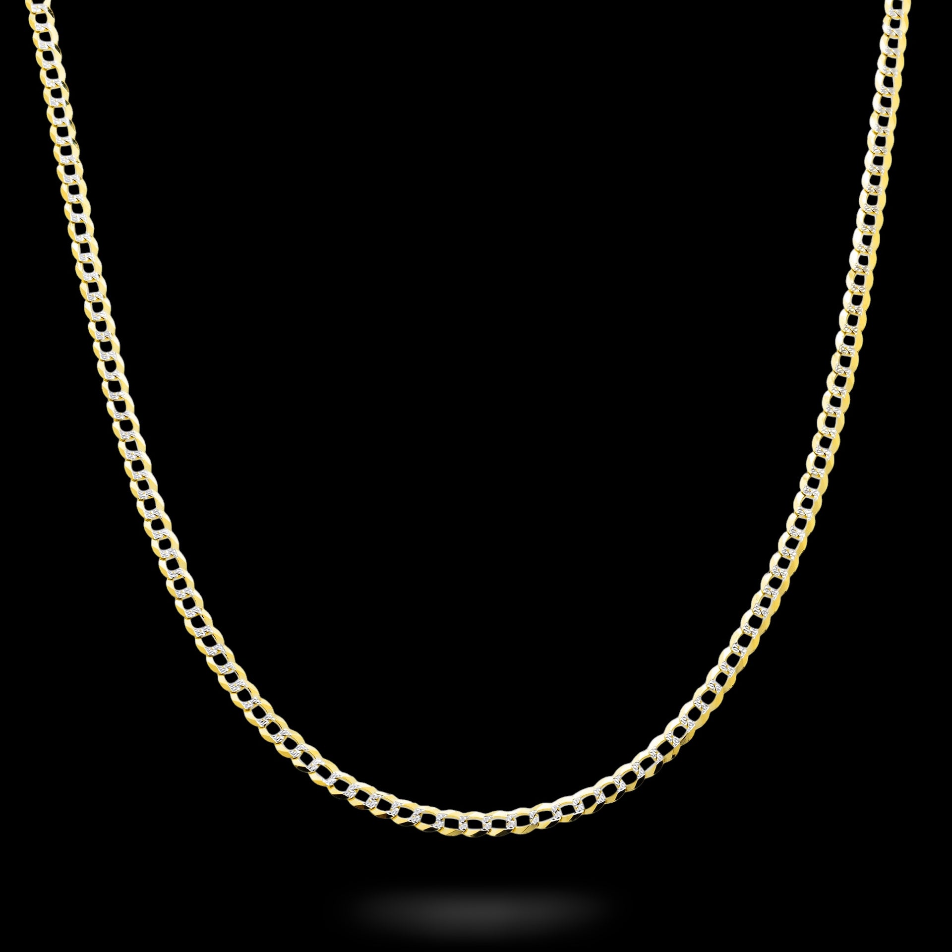 10K Yellow Gold Diamond Cut Miami Curb Link Solid Chain 3.00 mm