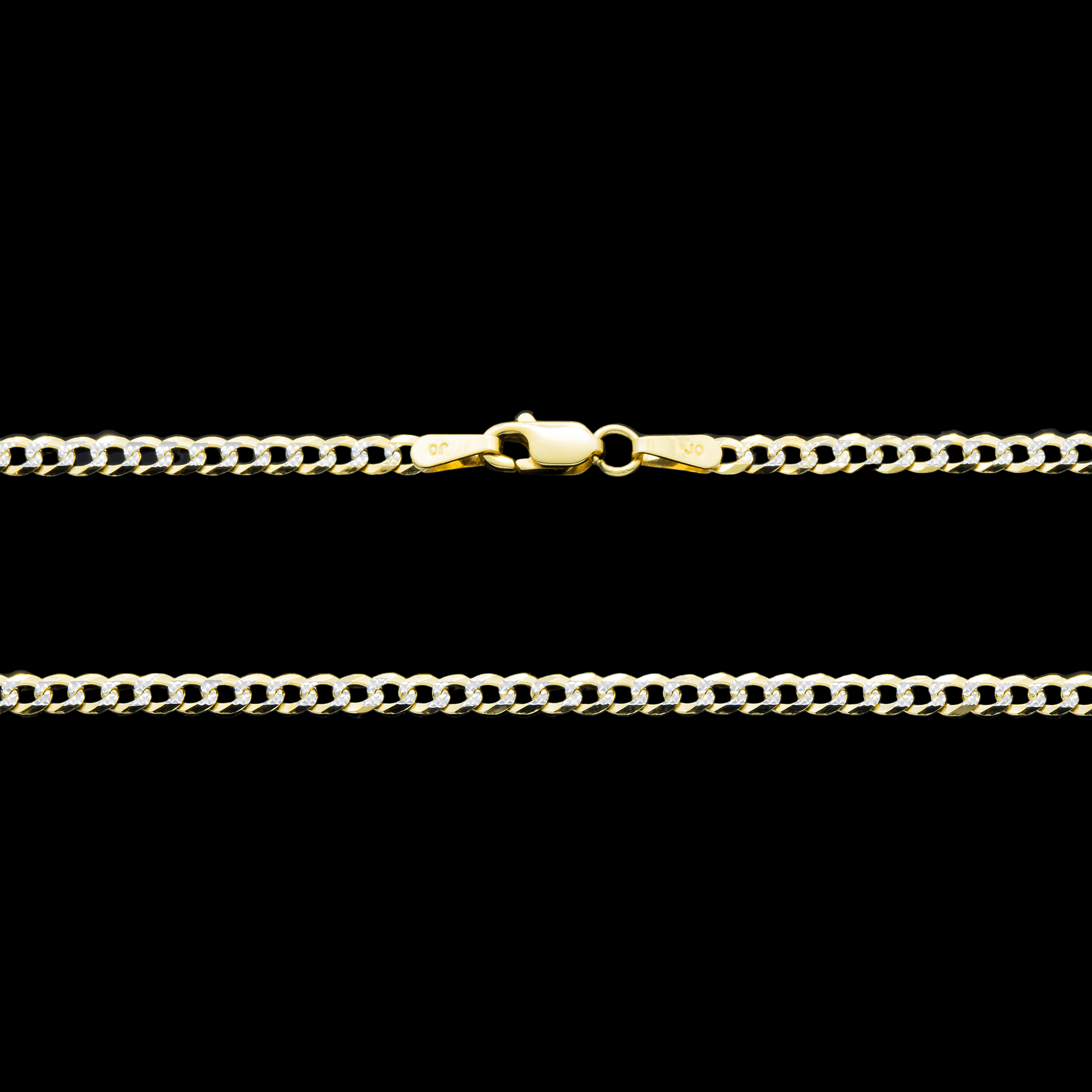 10 k Gold chain necklace on a black background