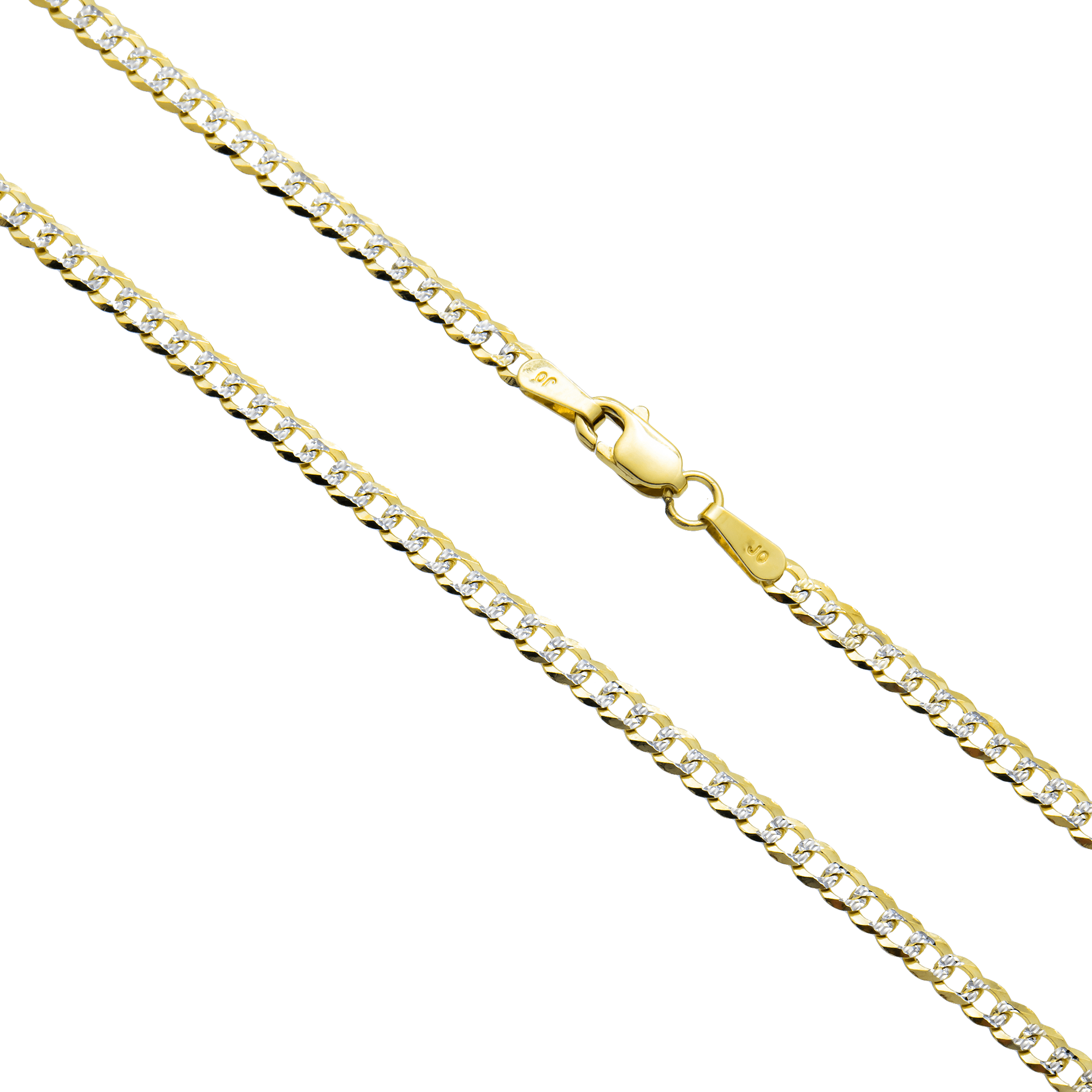 10 k Gold chain necklace with a clasp on a white background
