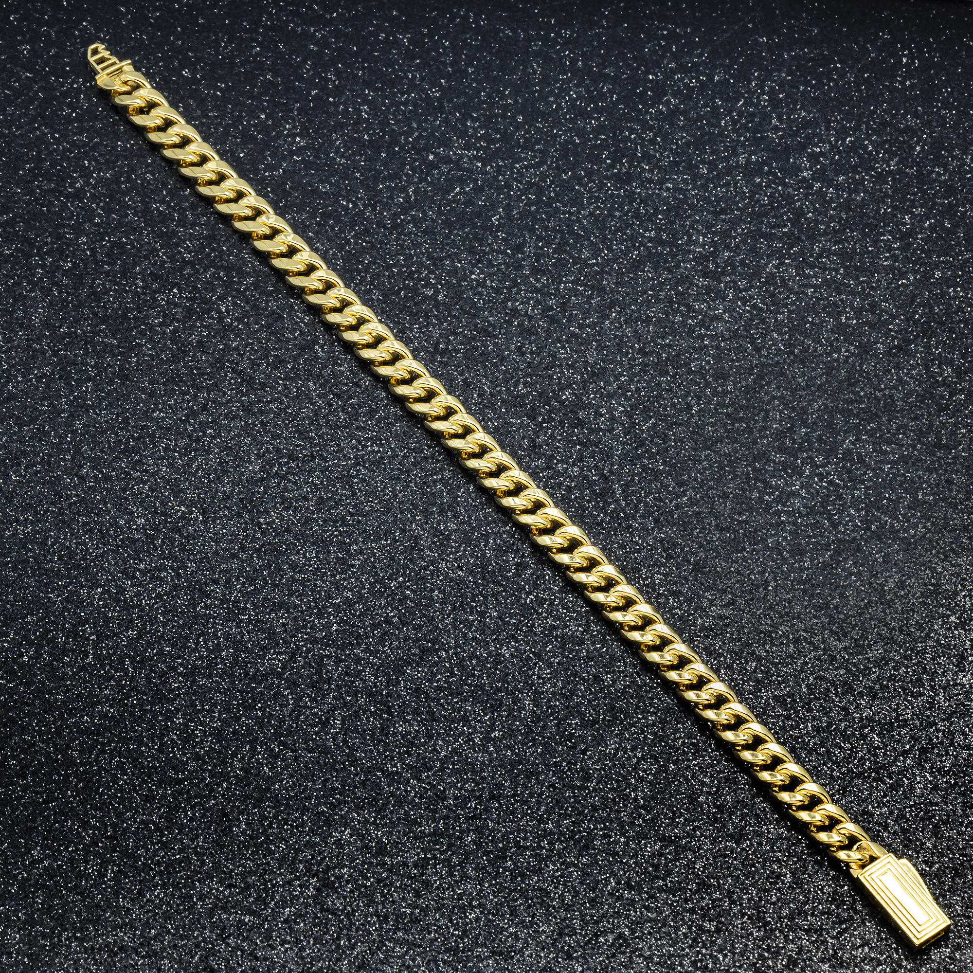 10K Yellow Gold Semi-Hollow Miami Cuban Link Bracelet – 7.00mm Wide Men's Gold Chain Bracelet