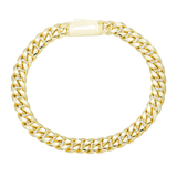 Close-up of 10K Yellow Gold 8.00mm Cuban Bracelet – Hollow Link with Diamond Cut Design