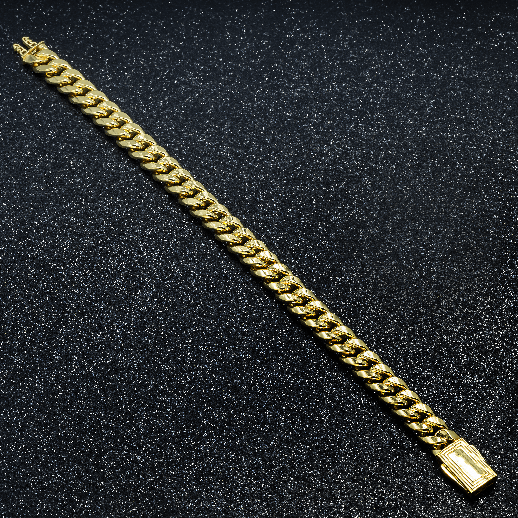 10K Yellow Gold Semi-Hollow Miami Cuban Link Bracelet – 10.00mm Wide Men's Polished Gold Wristwear