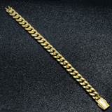 10K Yellow Gold Semi-Hollow Miami Cuban Link Bracelet – 12.00mm Wide Men's Polished Gold Wristwear