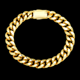 10K Yellow Gold Semi Hollow Miami Cuban Link Bracelet 12.00 mm