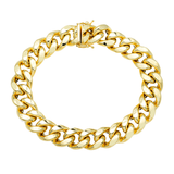 10K Yellow Gold Semi Hollow Miami Cuban Link Bracelet 13.00 mm