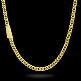 10K Yellow Gold Semi Hollow Miami Cuban Link Chain 4.50 mm