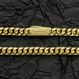 Close-up of 10K Yellow Gold 6.50mm Miami Cuban Chain – Semi-Hollow Diamond Cut Gold Links