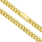Clasp and side view of 10K Yellow Gold Semi-Hollow Cuban Link Chain Thick Lightweight Chain Design