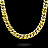 10K Yellow Gold Semi Hollow Miami Cuban Link Chain 15.00 mm