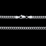Clasp and side detail of 10K White Gold Semi-Hollow Cuban Link Chain – 3.75mm Lightweight Polished Design