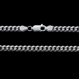 Clasp and detail view of 10K White Gold Semi-Hollow Cuban Link Chain – 4.50mm Lightweight Gold Chain