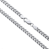 Close-up of 10K White Gold 4.50mm Miami Cuban Chain – Semi-Hollow Diamond Cut Link Design