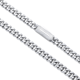 Clasp and detail of 10K White Gold Semi-Hollow Cuban Link Chain – 6.00mm Wide Polished Finish