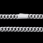 Close-up of 10K White Gold 7.75mm Miami Cuban Link Chain – Semi-Hollow Design with Polished Finish