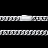 Close-up of 10K White Gold 7.75mm Miami Cuban Link Chain – Semi-Hollow Design with Polished Finish