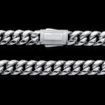 Close-up of 10K White Gold 10.00mm Miami Cuban Chain – Semi-Hollow Diamond Cut Links