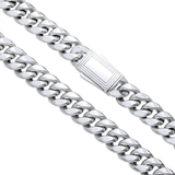 Clasp and side view of 10K White Gold Semi-Hollow Cuban Link Chain – Thick 10mm Polished Gold Design
