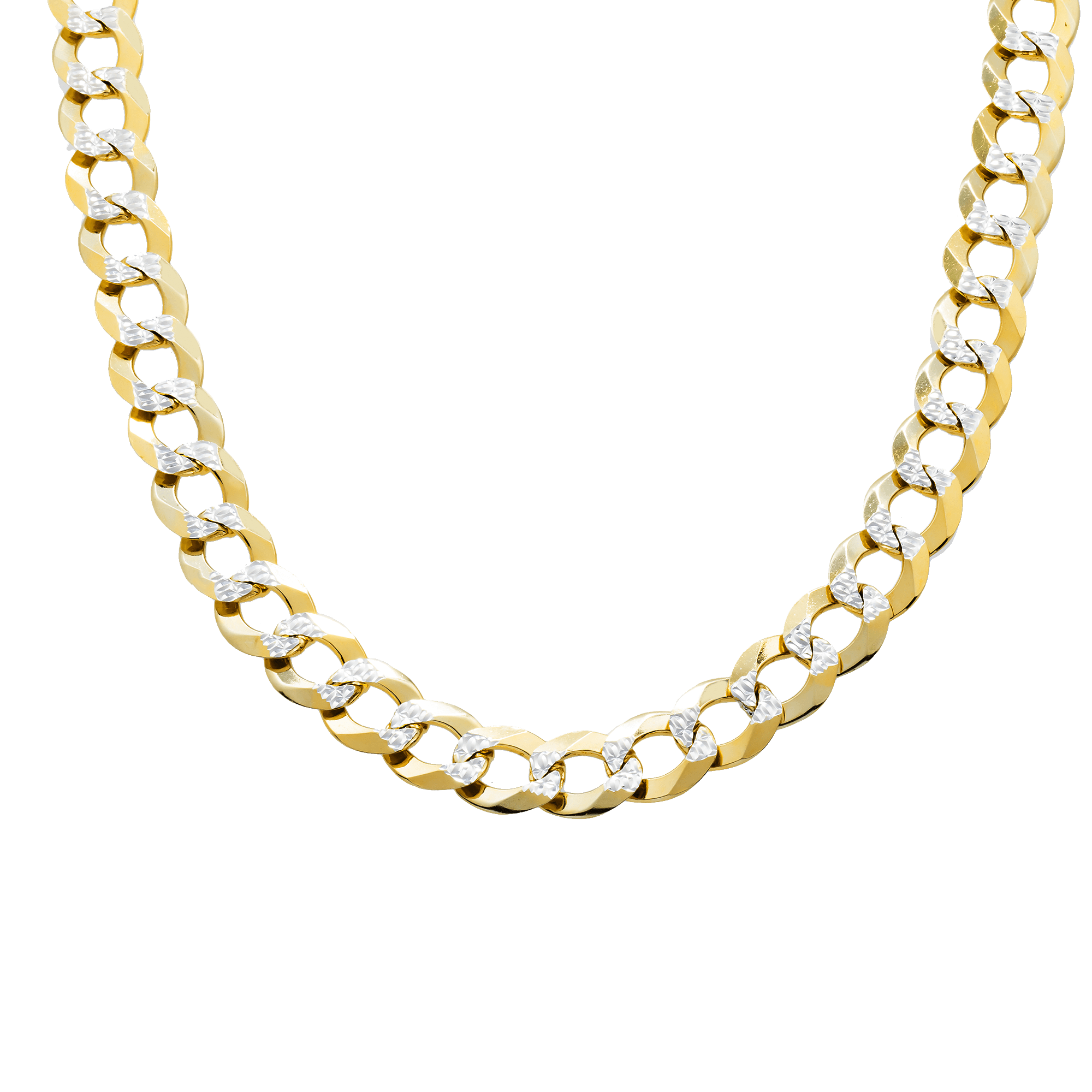 10K Yellow Gold Diamond Cut Miami Curb Link Chain – Solid 12.00mm Wide Men's Gold Necklace