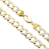 Clasp and side view of 10K Yellow Gold Solid Miami Curb Link Chain – Thick 12.00mm Diamond Cut Design