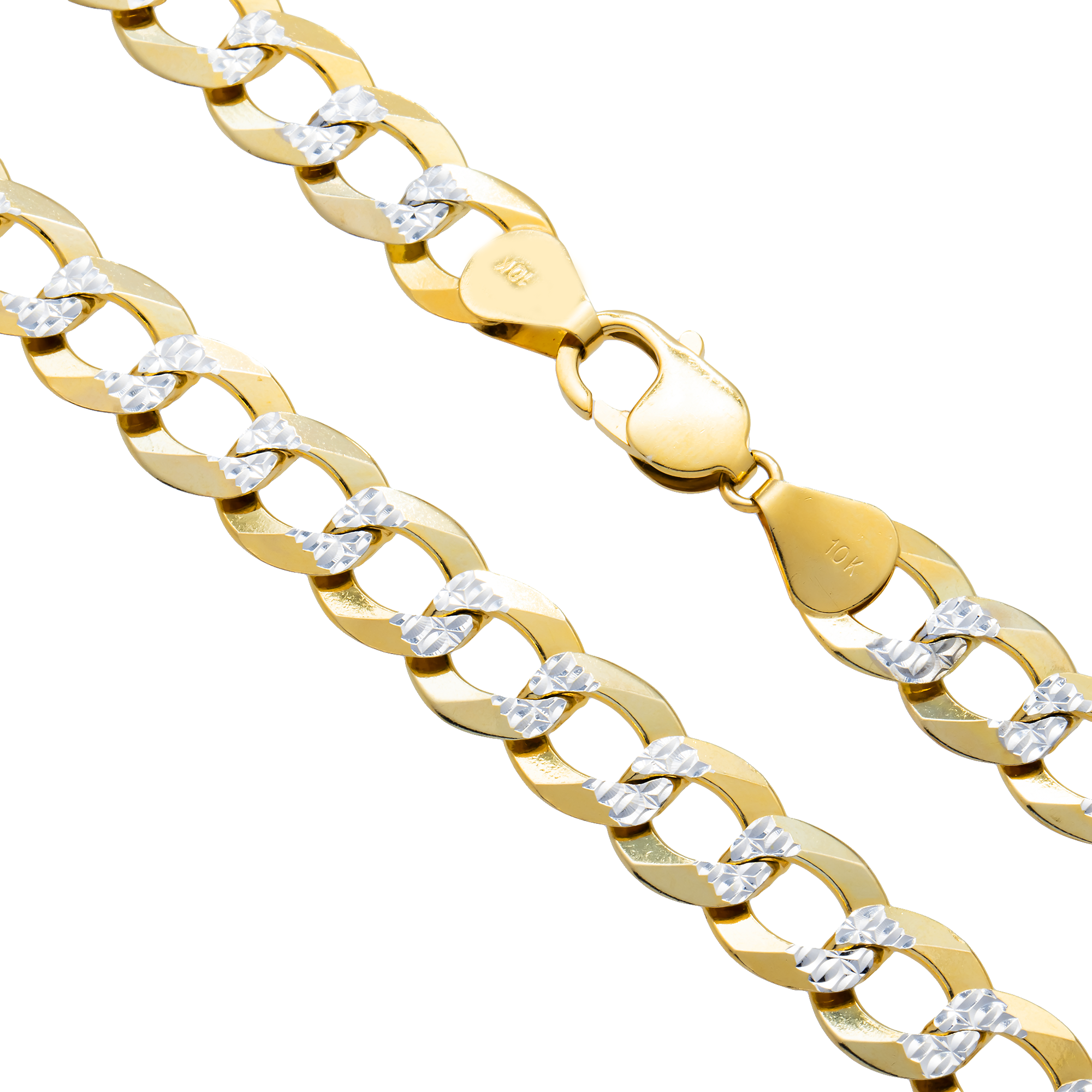 Close-up of 10K Yellow Gold 11mm Miami Curb Chain – Diamond Cut Finish with Thick Solid Links