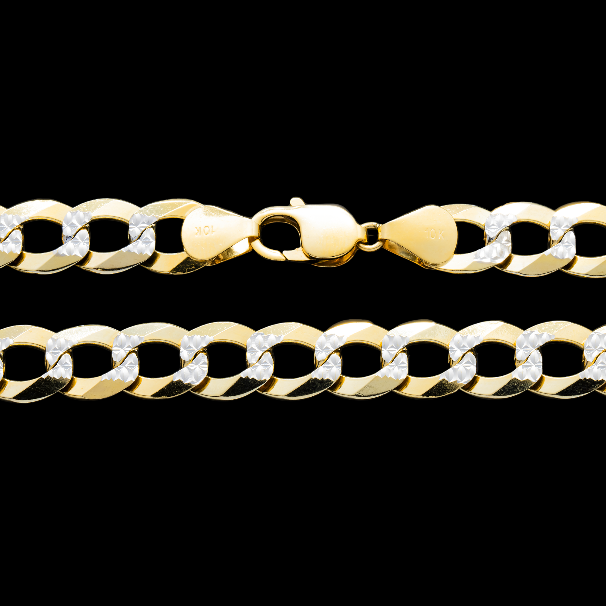 Detailed clasp of 10K Yellow Gold 11.00mm Miami Curb Link Chain – Bold and Polished Solid Gold Design