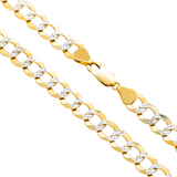 10K Yellow Gold Diamond Cut Miami Curb Link Solid Chain 9.50 mm